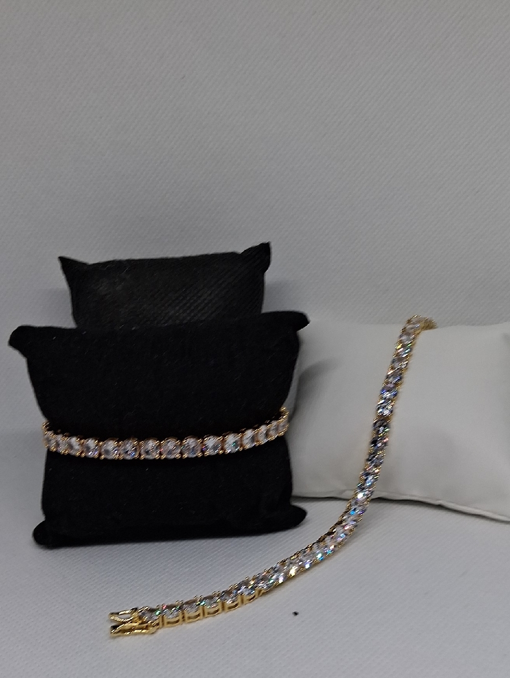 Men's Gold-Tone Tennis Bracelet with Clear Stones